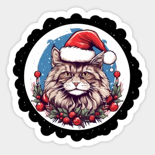 Maine Coon Cat Xmas, Love Cats Sticker